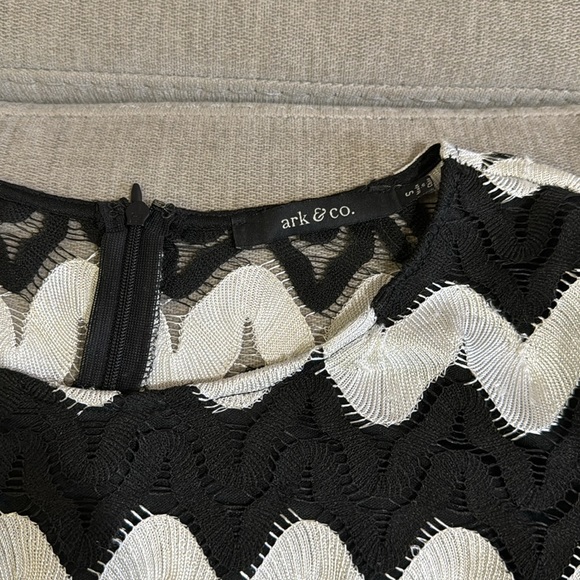 Black & White Wavy Striped Mesh Romper - Picture 9 of 15